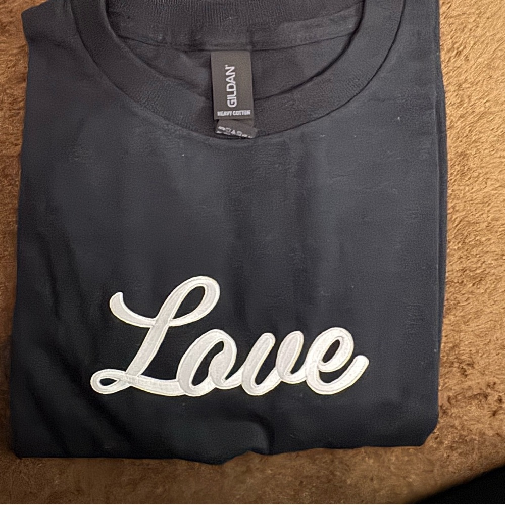 Black Tee with White Script Design